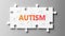 Autism complex like a puzzle - pictured as word Autism on a puzzle pieces to show that Autism can be difficult and needs