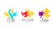 Autism and Down Syndrome Awareness Logo Templates Set, Kids Center, Charitable Organization Bright Colorful Emblems