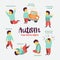 Autism. Early signs of autism syndrome in children. Vector illus
