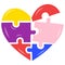 Autism Puzzle Colorful Heart Shaped Pieces Vector Illustration Icon