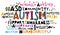 Autism spectrum disorder word cloud. Autistic spectrum landscape poster