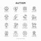 Autism symptoms and adaptive skills thin line icons set: repetitive behavior, stereotypy, ignoring of danger, autoaggression,