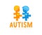 Autism therapy, children communication and puzzles, logo design. Health care, medicine, psychology and disease, vector design