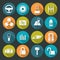 Auto accessories icons set. Colors plate