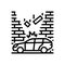 Auto Accident Icon. Collapse of Brick Wall on Car. Crack in Wall.