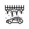 Auto Accident Icon. Collapse of Snow on Roof of Car. Falling Drops, Icicles. Warning of Danger. Vector sign in simple