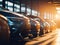 auto assembly line of cars in a factory bokeh. ai generative