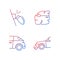 Auto body damage gradient linear vector icons set