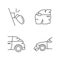 Auto body damage linear icons set