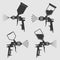 Auto body industrial painting spray gun vector icons