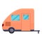 Auto camping trailer icon, cartoon style