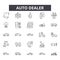 Auto dealer line icons, signs, vector set, outline illustration concept