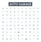 Auto garage vector line icons set. Auto, Garage, Repair, Service, Tune-up, Oil, Change illustration outline concept