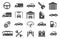 Auto icons. Vehicle silhouettes and servicing symbols. Spare parts, auto repair and car wash design for web, mobile and