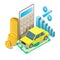 Auto loan rates vector concept isometric illustration