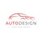 Auto logo template. Car service or dealer shop icon design with line silhouette vehicle on white background.