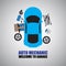Auto mechanic,Car Mechanic Repairing Under Automobile