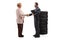 Auto mechanic shaking hand with an elderly woman