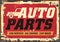 Auto parts, car service, oil change and car wash, retro sign