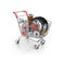 Auto parts in the trolley. Auto parts store. Automotive basket s