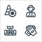 Auto racing line icons. linear set. quality vector line set such as glove, racing car, commentator