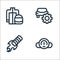 Auto racing line icons. linear set. quality vector line set such as speedometer, accelerate, repair