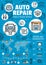 Auto repair, car service spare parts infographics