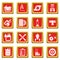 Auto repair icons set red square vector