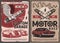 Auto repair service, car motor race posters