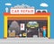 Auto Repair Service Garage Shop Technician Vehicle Fix Flat Design Workshop Concept Template Vector Illustration