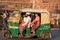 Auto rickshaw driving on road,India