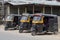 Auto rickshaw taxi on a road in Srinagar, Kashmir, India.