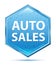 Auto Sales crystal blue hexagon button