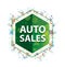 Auto Sales floral plants pattern green hexagon button