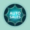 Auto Sales magical glassy sunburst blue button sky blue background