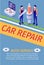 Auto Service Poster Advertising Car Repair Team