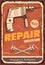 Auto service retro banner for car repair design
