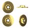 Auto spare parts for car, gold brake disks on white background