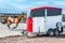 Auto trailer for transportation of horses .