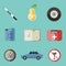 Auto transport motorist icon symbol vehicle equipment service car driver tools vector illustration.