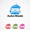 Auto wash logo designs concept, icon, element, and template for business