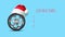 Auto wheel in the cap of Santa Claus. Travel concept for 2020. Copy space. Place for text. Travels.