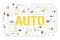 Auto word concepts banner. Automobile repair shop, Vehicle parts. Car service infographics. Presentation, website. UI UX idea.