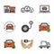 Auto workshop color icons set