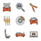 Auto workshop color icons set
