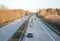 Autobahn, Germany, cars driving on the road. View from the bridge over the road