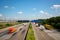 Autobahn highway with blurred trucks Frankfurt Germany