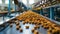 Automated Conveyor Belt System In Operation Manufacturing Dry Pet Food. Generative AI