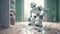 Automated Housekeeping Robot Maid cleaning the house with a Vacuum Machine - Ai Generated