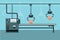 Automated industrial production line vector illustration